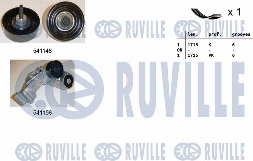 Ruville 570143 - Поликлиновый ременный комплект autospares.lv