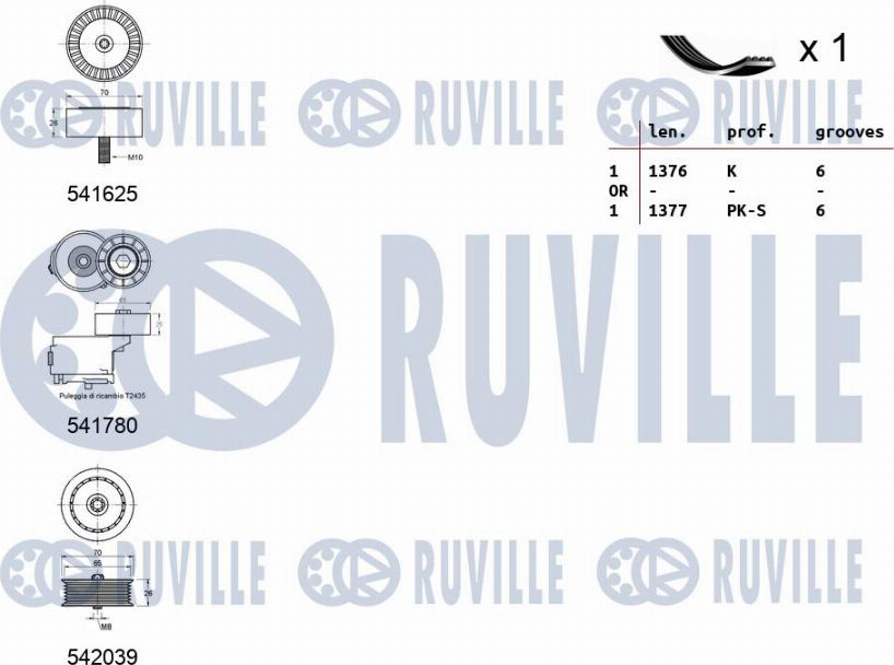 Ruville 570169 - Поликлиновый ременный комплект autospares.lv