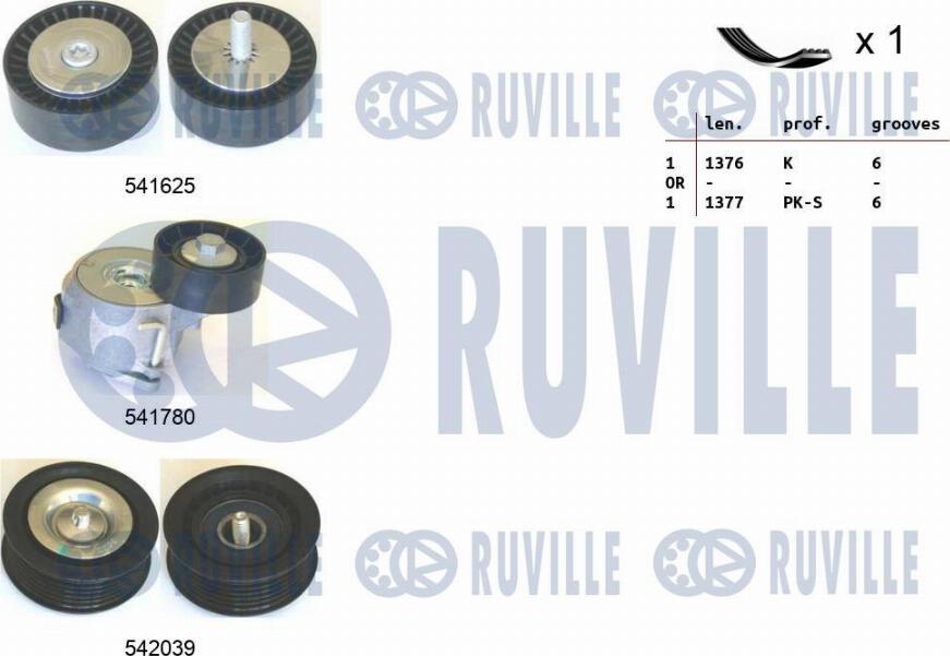 Ruville 570169 - Поликлиновый ременный комплект autospares.lv