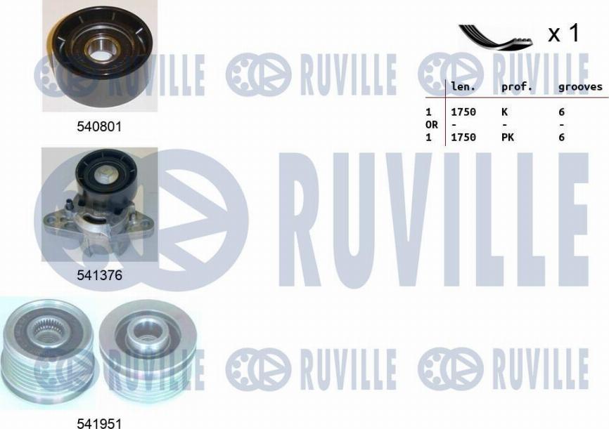 Ruville 570164 - Поликлиновый ременный комплект autospares.lv