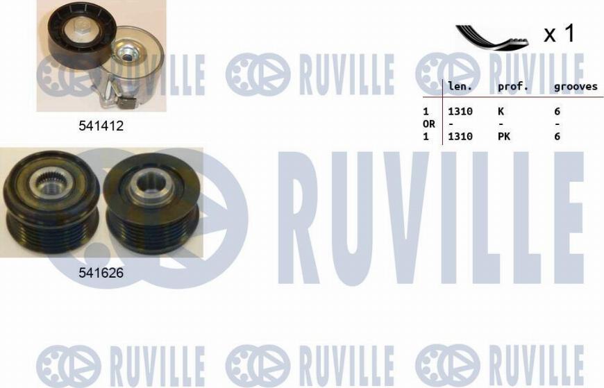 Ruville 570160 - Поликлиновый ременный комплект autospares.lv