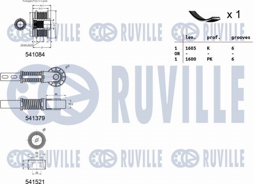 Ruville 570163 - Поликлиновый ременный комплект autospares.lv