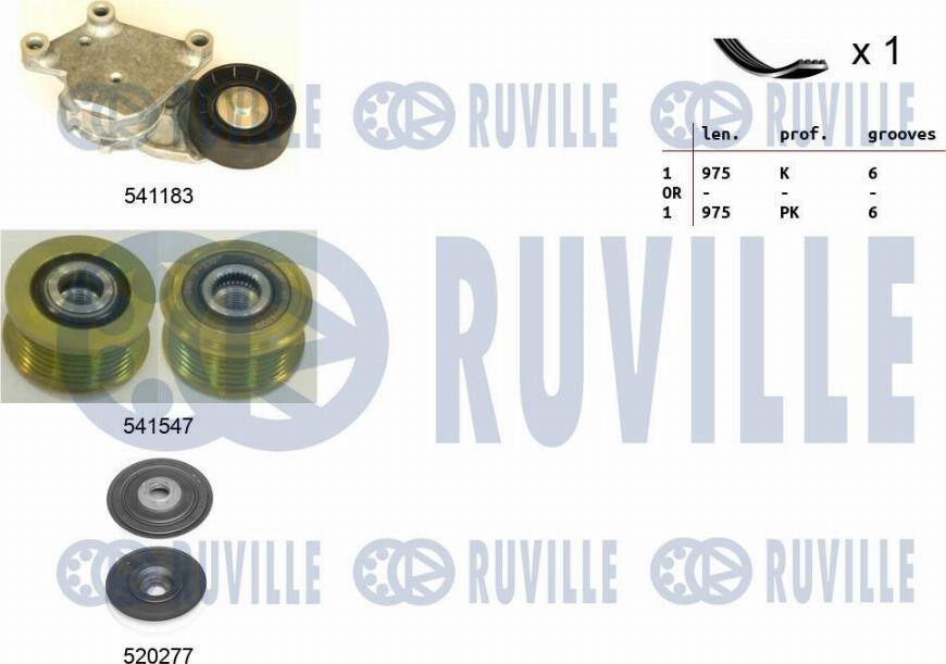 Ruville 570167 - Поликлиновый ременный комплект autospares.lv