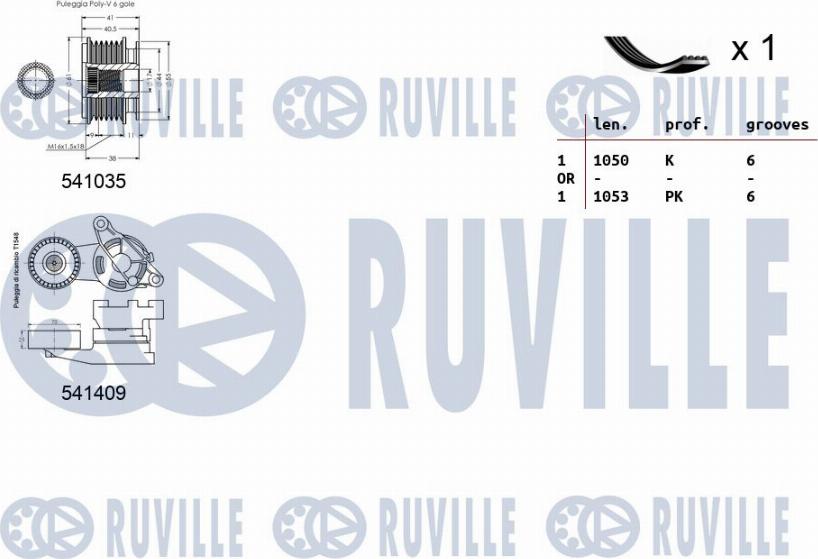 Ruville 570102 - Поликлиновый ременный комплект autospares.lv