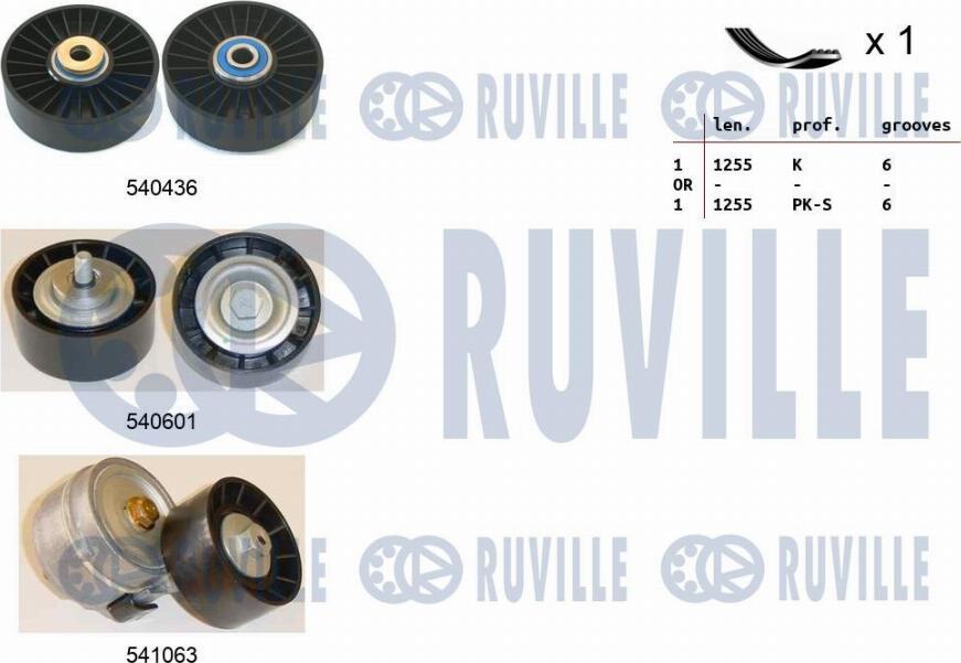 Ruville 570116 - Поликлиновый ременный комплект autospares.lv