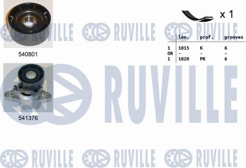 Ruville 570181 - Поликлиновый ременный комплект autospares.lv