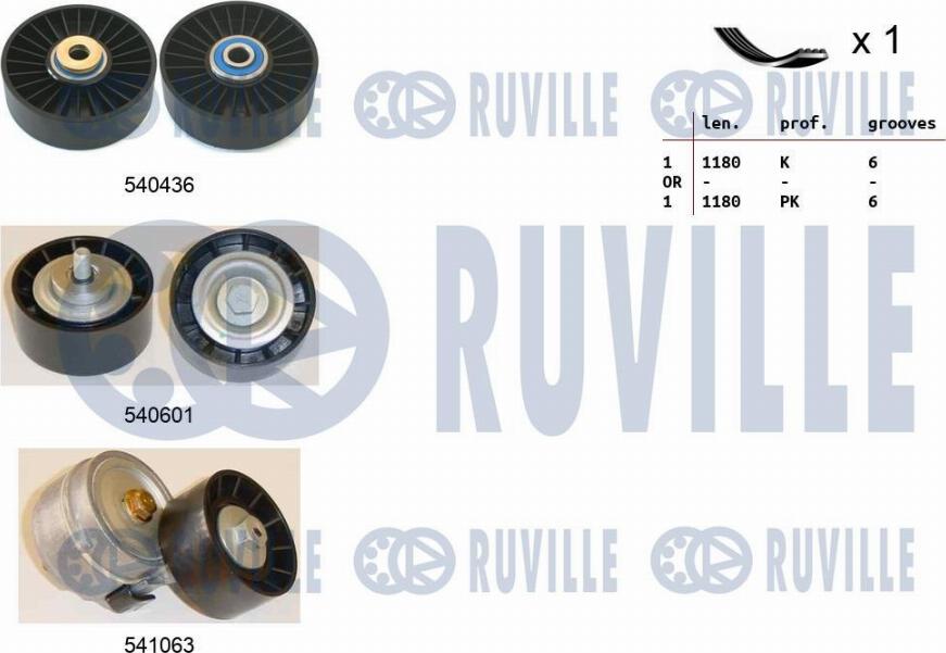 Ruville 570178 - Поликлиновый ременный комплект autospares.lv