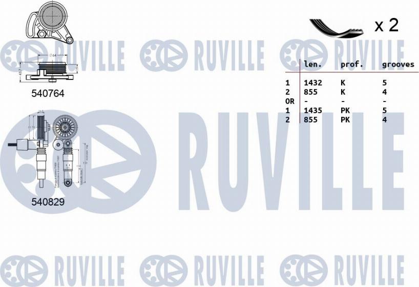 Ruville 570172 - Поликлиновый ременный комплект autospares.lv