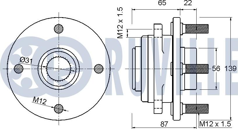 Ruville 221591 - Подшипник ступицы колеса, комплект autospares.lv