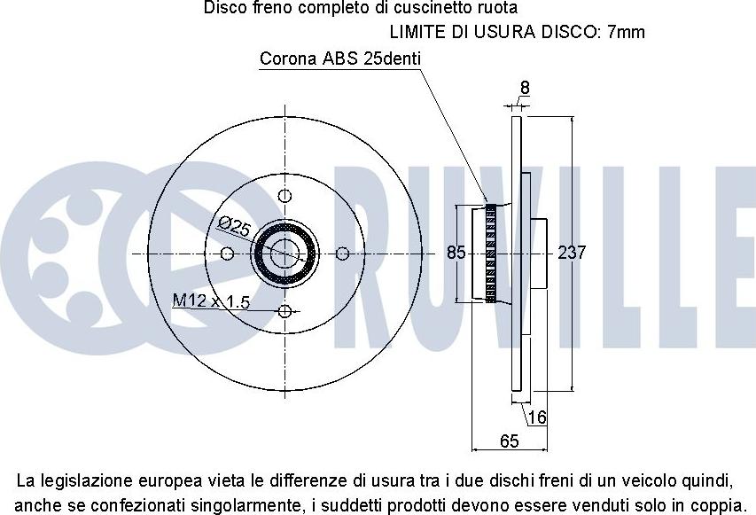 Ruville 221540 - Тормозной диск autospares.lv