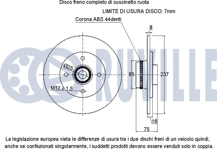 Ruville 221539 - Тормозной диск autospares.lv