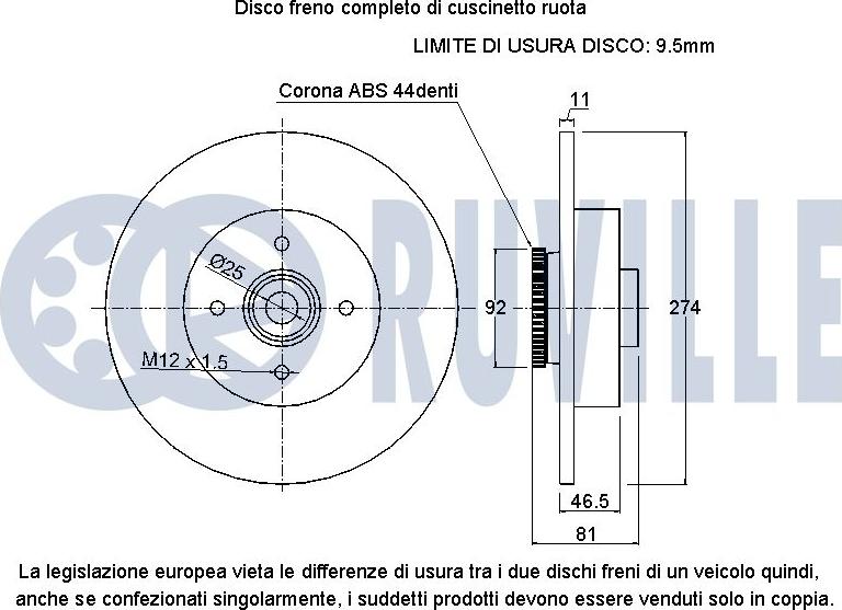 Ruville 221044 - Тормозной диск autospares.lv