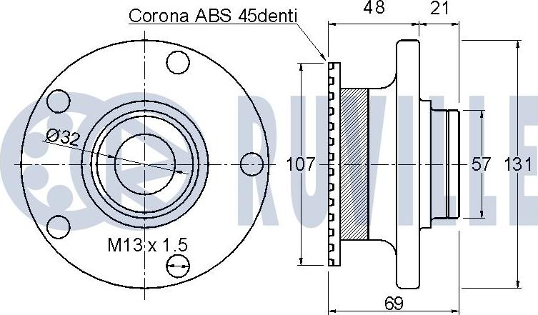 Ruville 221102 - Подшипник ступицы колеса, комплект autospares.lv