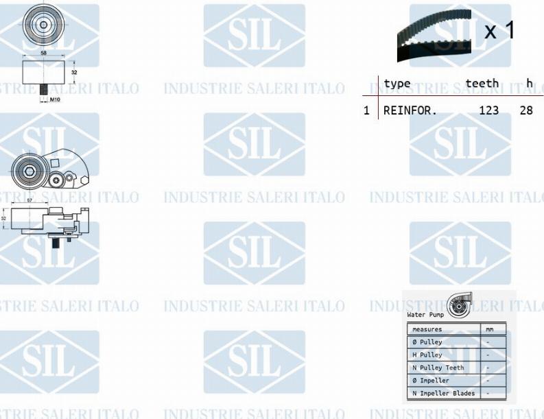 Saleri SIL K1PA1454 - Водяной насос + комплект зубчатого ремня ГРМ autospares.lv