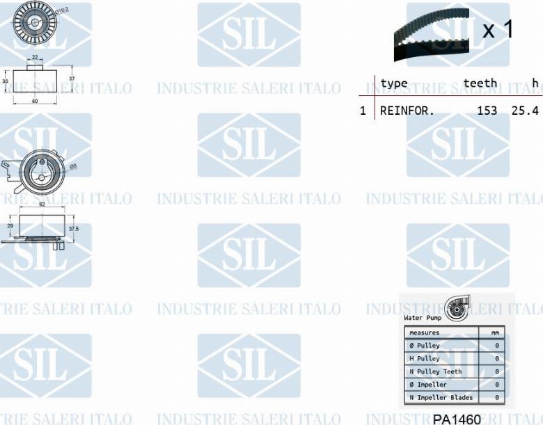 Saleri SIL K1PA1460 - Водяной насос + комплект зубчатого ремня ГРМ autospares.lv