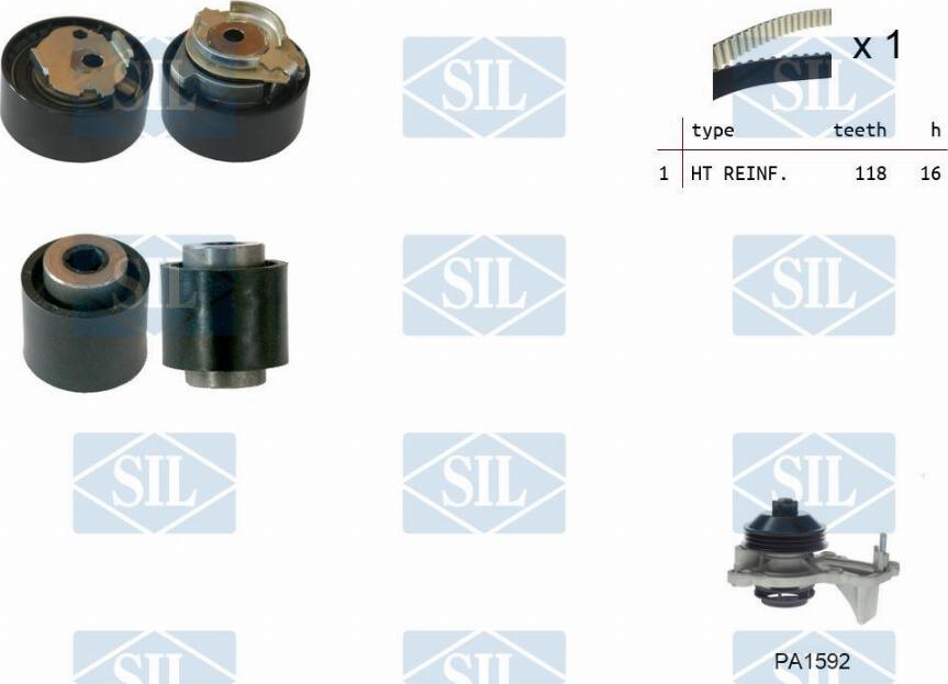Saleri SIL K1PA1592 - Водяной насос + комплект зубчатого ремня ГРМ autospares.lv