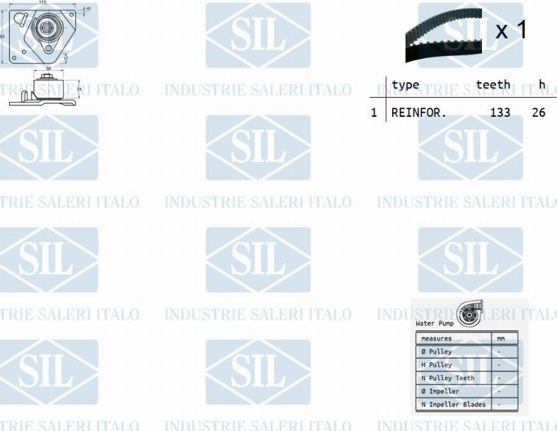 Saleri SIL K1PA1515 - Водяной насос + комплект зубчатого ремня ГРМ autospares.lv