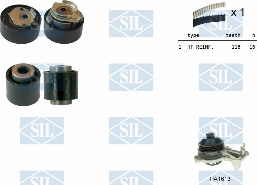Saleri SIL K1PA1613 - Водяной насос + комплект зубчатого ремня ГРМ autospares.lv