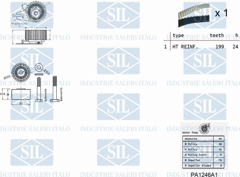 Saleri SIL K1PA1246A1 - Водяной насос + комплект зубчатого ремня ГРМ autospares.lv
