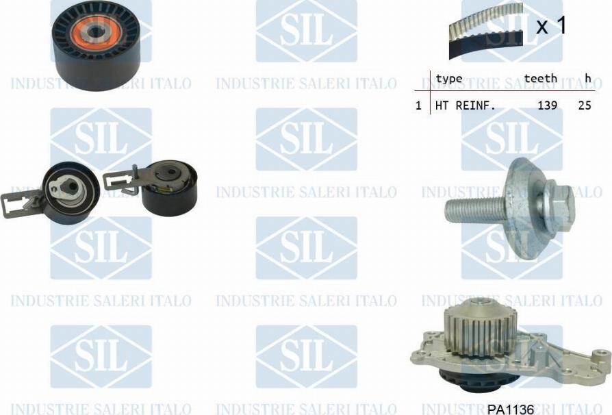 Saleri SIL K3PA1136AL - Водяной насос + комплект зубчатого ремня ГРМ autospares.lv