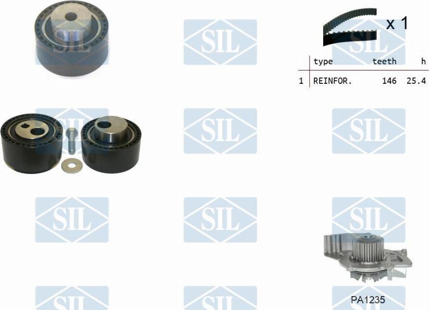 Saleri SIL K3PA1235 - Водяной насос + комплект зубчатого ремня ГРМ autospares.lv