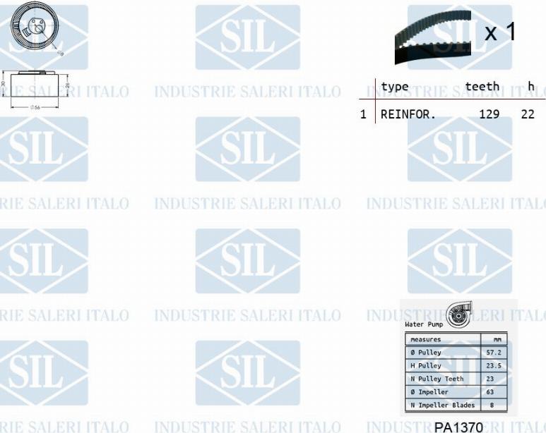 Saleri SIL K2PA913 - Водяной насос + комплект зубчатого ремня ГРМ autospares.lv