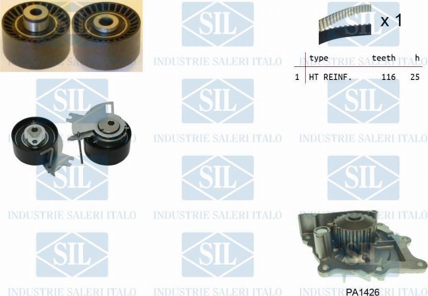Saleri SIL K2PA1426 - Водяной насос + комплект зубчатого ремня ГРМ autospares.lv