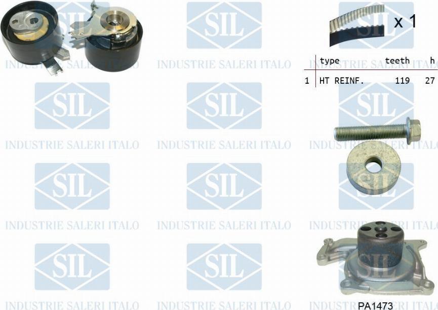 Saleri SIL K3PA1473 - Водяной насос + комплект зубчатого ремня ГРМ autospares.lv