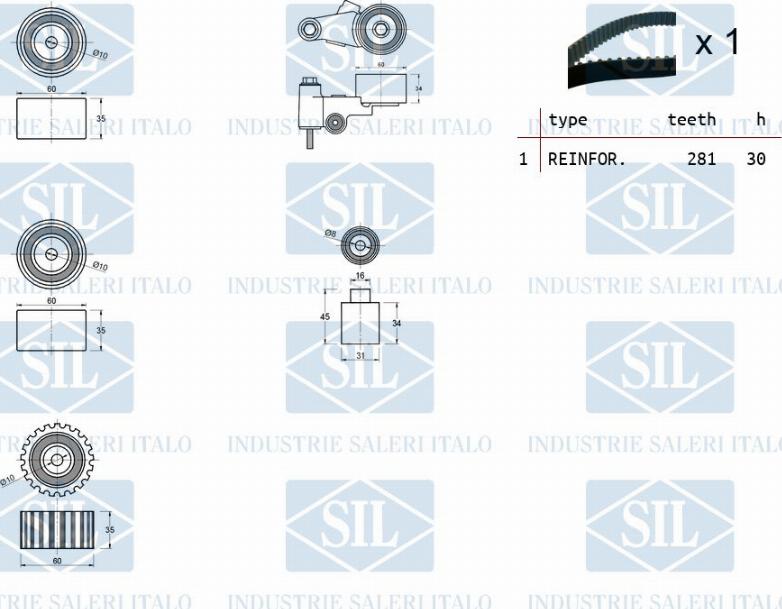 Saleri SIL TK1464 - Комплект зубчатого ремня ГРМ autospares.lv