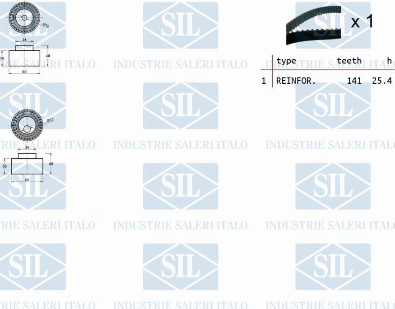 Saleri SIL TK1019 - Комплект зубчатого ремня ГРМ autospares.lv