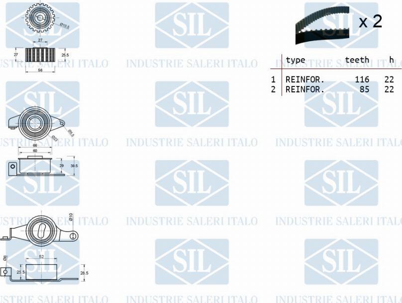 Saleri SIL TK1011 - Комплект зубчатого ремня ГРМ autospares.lv