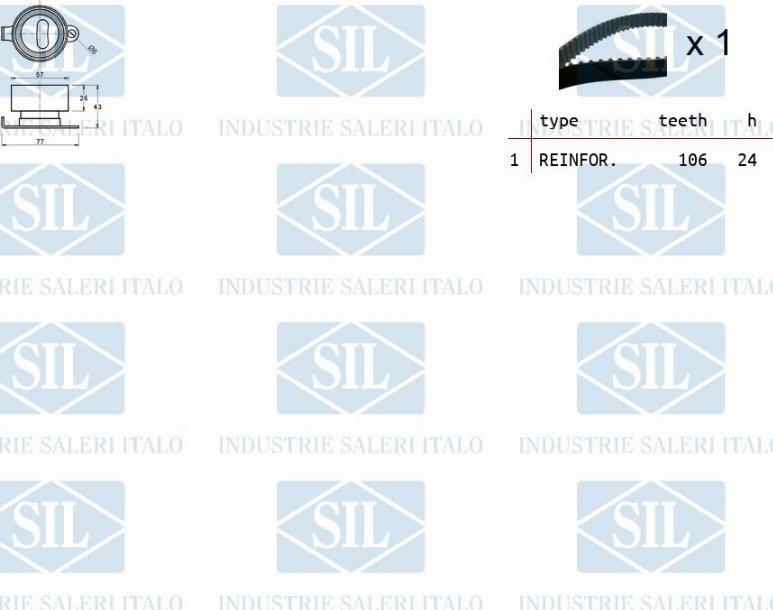 Saleri SIL TK1077 - Комплект зубчатого ремня ГРМ autospares.lv