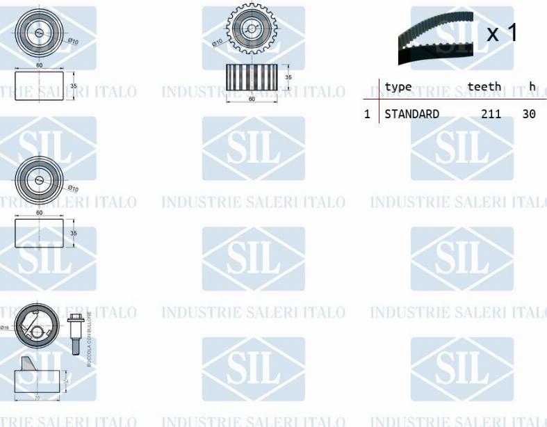 Saleri SIL TK1195 - Комплект зубчатого ремня ГРМ autospares.lv