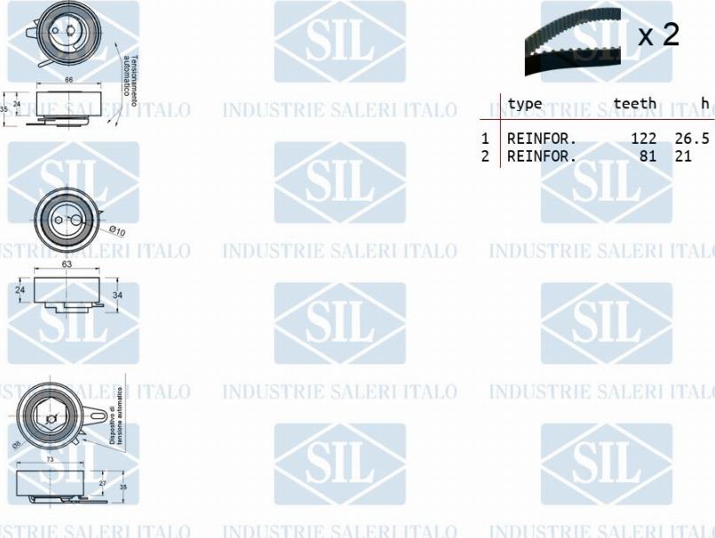 Saleri SIL TK1143 - Комплект зубчатого ремня ГРМ autospares.lv