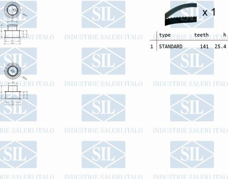 Saleri SIL TK1180 - Комплект зубчатого ремня ГРМ autospares.lv