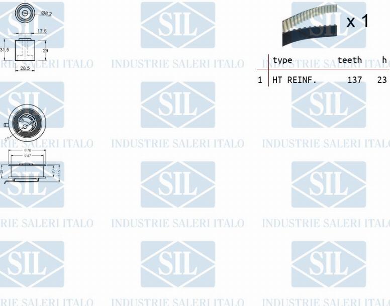 Saleri SIL TK1135 - Комплект зубчатого ремня ГРМ autospares.lv