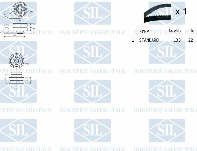 Saleri SIL TK1175 - Комплект зубчатого ремня ГРМ autospares.lv