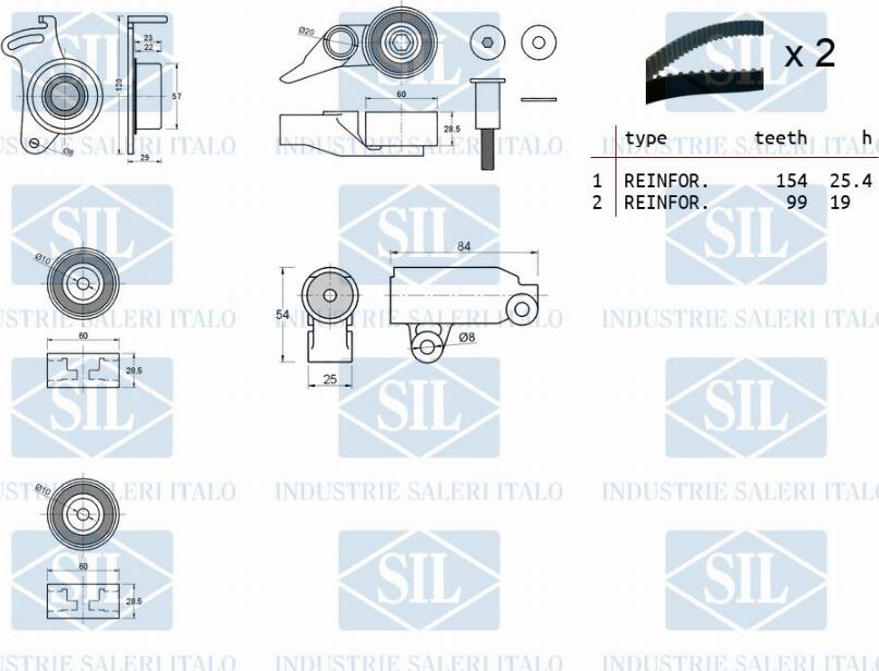 Saleri SIL TK1300 - Комплект зубчатого ремня ГРМ autospares.lv