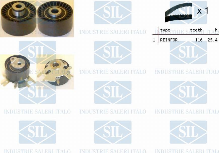 Saleri SIL TK1296 - Комплект зубчатого ремня ГРМ autospares.lv