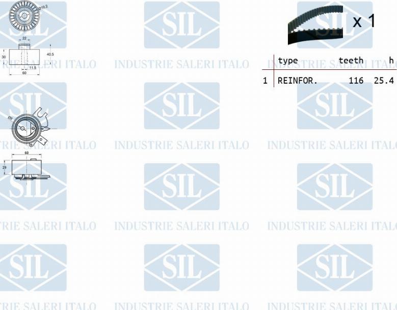 Saleri SIL TK1296 - Комплект зубчатого ремня ГРМ autospares.lv
