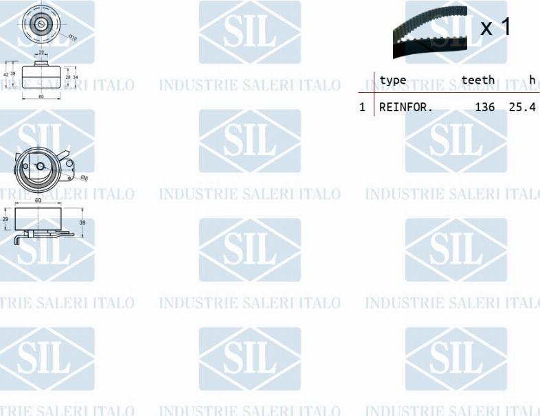 Saleri SIL TK1256 - Комплект зубчатого ремня ГРМ autospares.lv