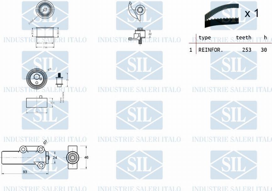 Saleri SIL TK1253 - Комплект зубчатого ремня ГРМ autospares.lv