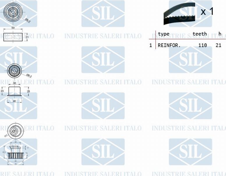 Saleri SIL TK1204 - Комплект зубчатого ремня ГРМ autospares.lv