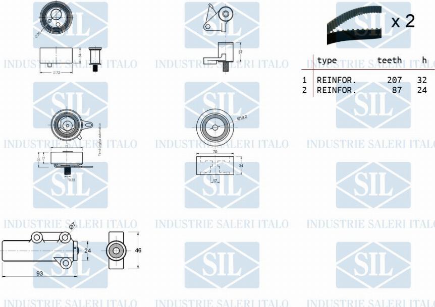 Saleri SIL TK1285 - Комплект зубчатого ремня ГРМ autospares.lv