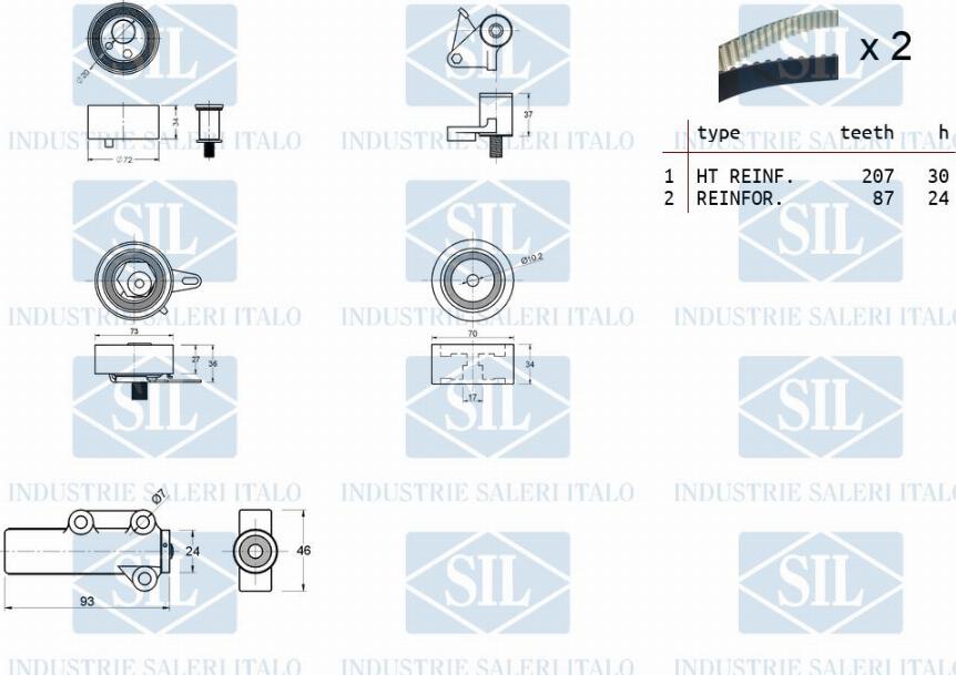 Saleri SIL TK1283 - Комплект зубчатого ремня ГРМ autospares.lv