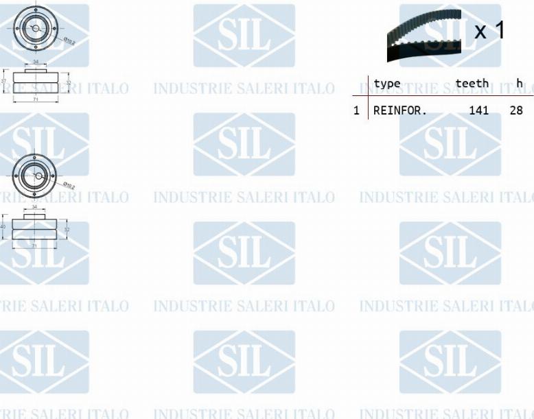 Saleri SIL TK1220 - Комплект зубчатого ремня ГРМ autospares.lv