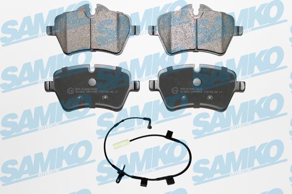 Samko 5SP1485A - Тормозные колодки, дисковые, комплект autospares.lv