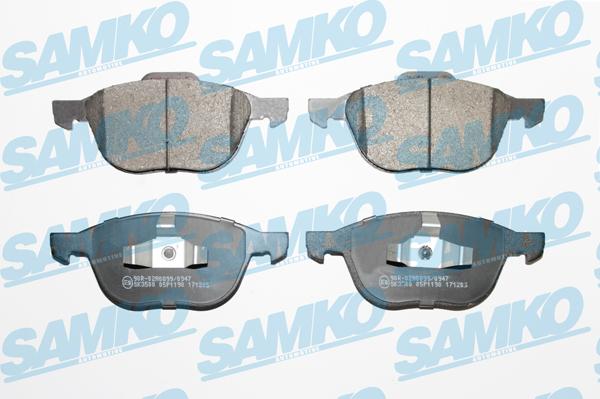 Samko 5SP1190 - Тормозные колодки, дисковые, комплект autospares.lv