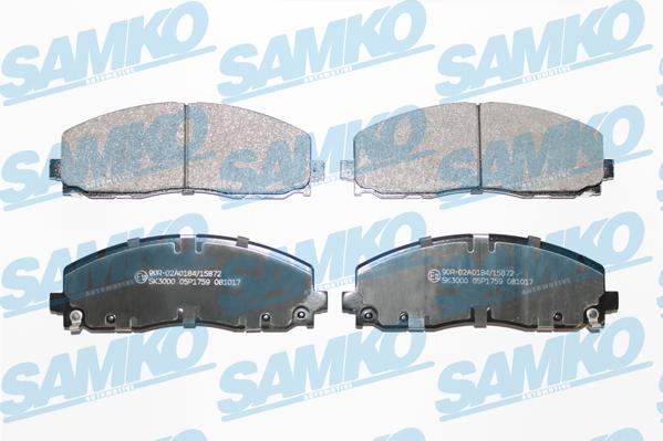 Samko 5SP1759 - Тормозные колодки, дисковые, комплект autospares.lv