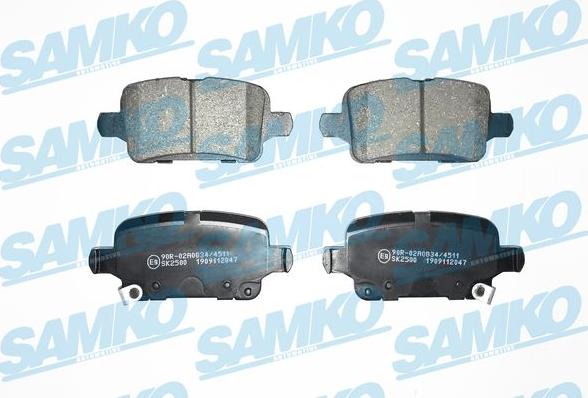 Samko 5SP2047 - Тормозные колодки, дисковые, комплект autospares.lv